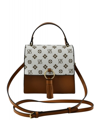 CM Monogram Ring Tassel Flap Crossbody Satchel CM704 IVORY